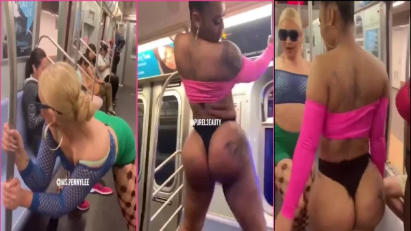 Cuatro Personas De Cuero Se Suben Al Metro Para Bailar