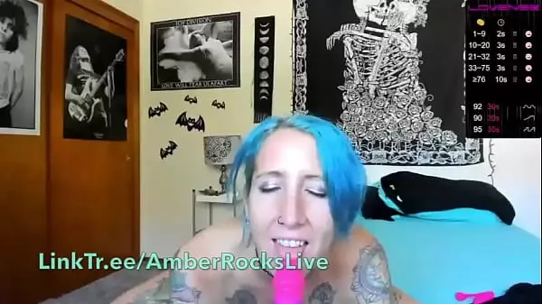 Show De Cámara Web Grabación Mamada Joi Perrito Gimiendo Privado Cabello Azul Tatuaje Punk Coño Perforado