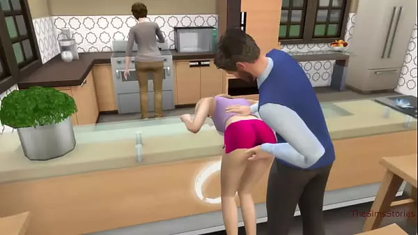Sims 4, Padrastro Se Folla A Su Hijastra En La Cocina Junto A Su Esposa