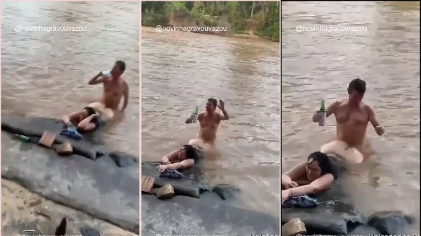 El Hombre Atrapando A Su Pareja En Los Alrededores Del Río Durante La Celebración De Rituales Religiosos