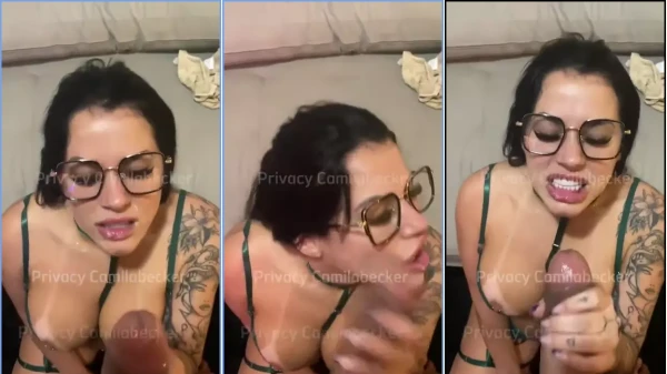 Camila Becker Recibiendo Un Chorro De Esperma En La Cara Tras Una Mamada Muy Traviesa