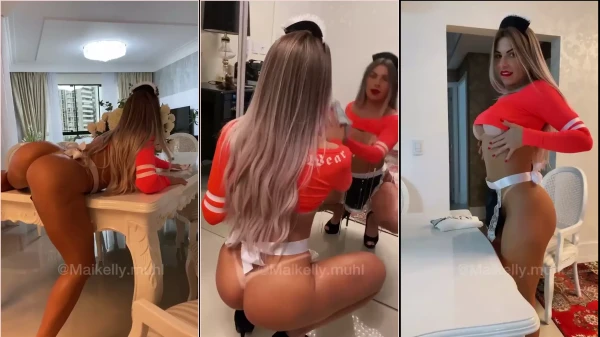 Maikelly Muhl Luce Un Elegante Look De Sirvienta Y Muestra Su Trasero Bronceado