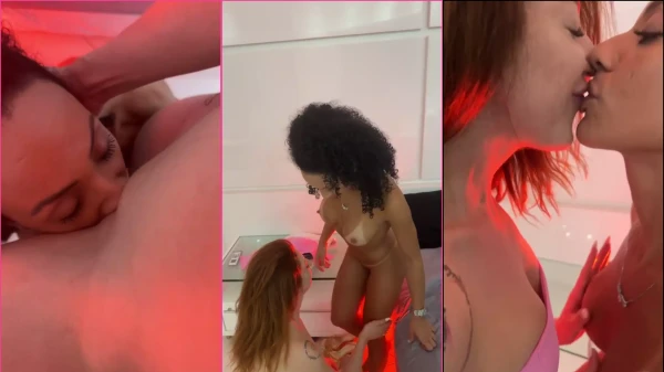 Bruna Freitas Haciéndole Oral A Una Pelirroja Durante Un Trío