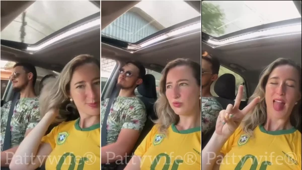 Patty Casada Brasileña Mostrando Sus Pechos Naturales En El Auto