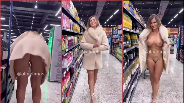 Aline Limas Siendo Pillada Desnuda En Público En El Mercado