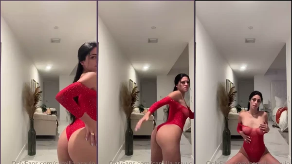 Video Filtrado De Camila Araujo En Body De Malla Roja En Onlyfans